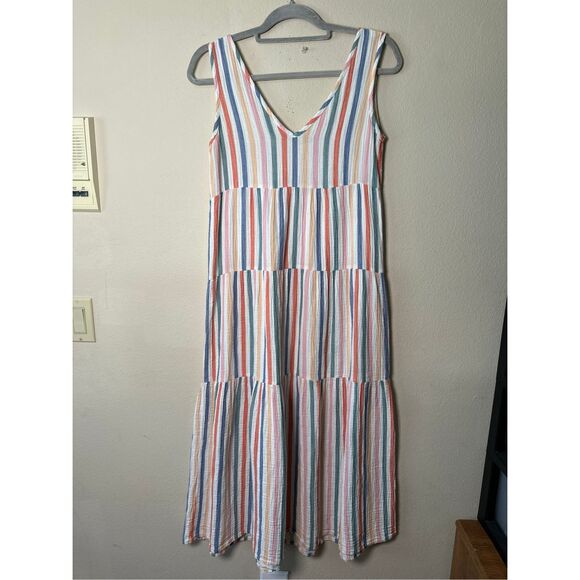 Marine Layer Corinne Maxi Dress Colorful Striped 100% Cotton Sz XS - Picture 8 of 9